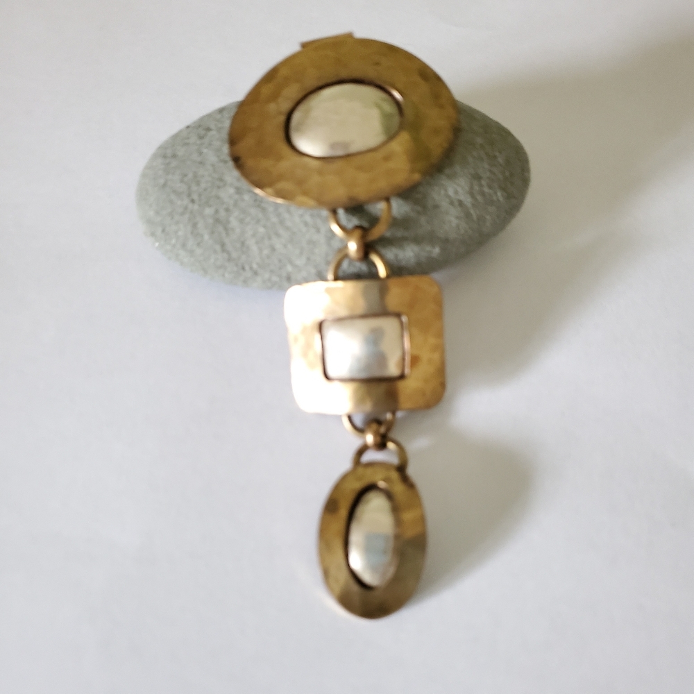 Modernist Large Sterling Silver Copper Pendant